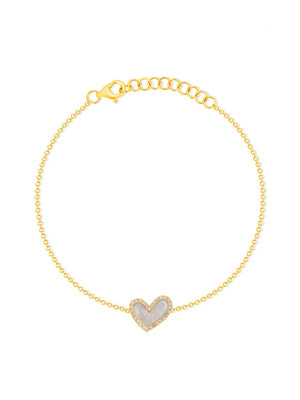 Hailey Heart Mother of Pearl Bracelet 14K