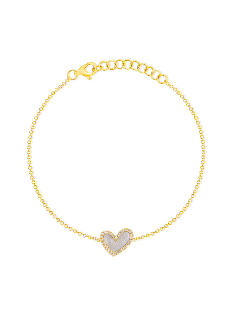 Hailey Heart Mother of Pearl Bracelet 14K