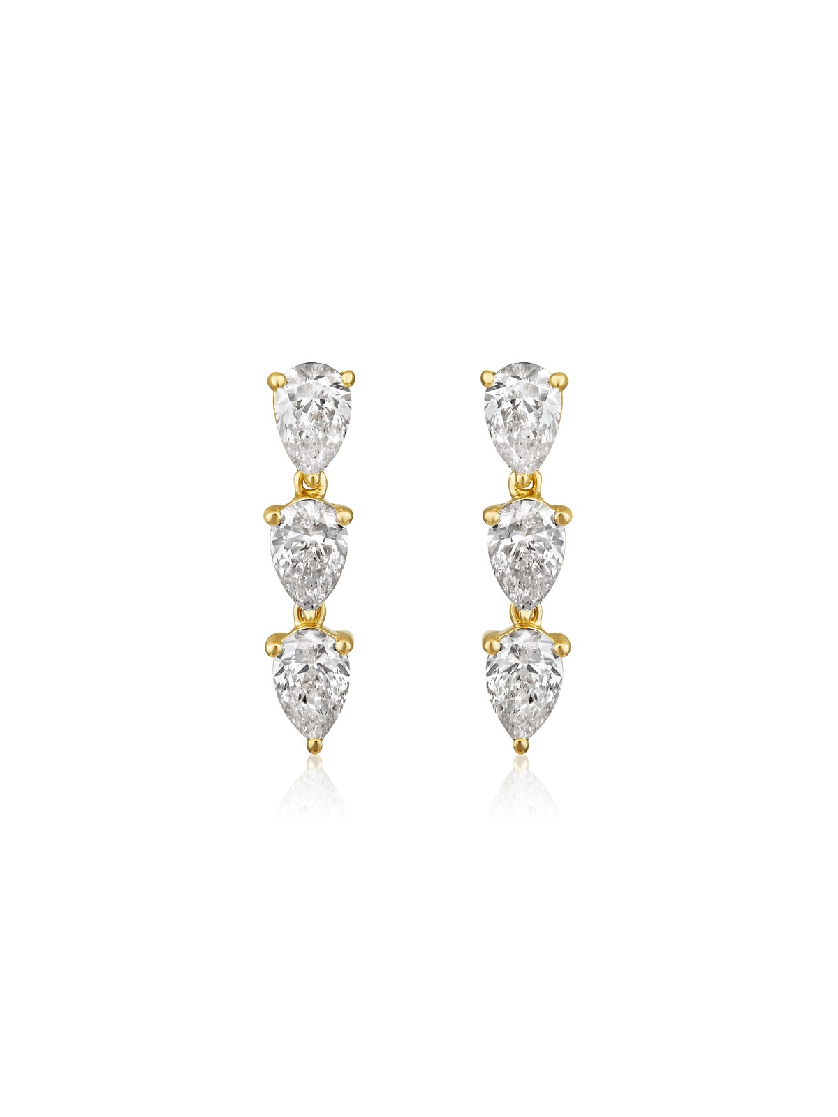 Percy Pear Diamond Drop Stud Earrings 14K