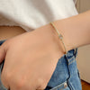 Pie-Cut Diamond Bezel Bangle Bracelet 14K