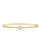 Pie-Cut Diamond Bezel Bangle Bracelet 14K