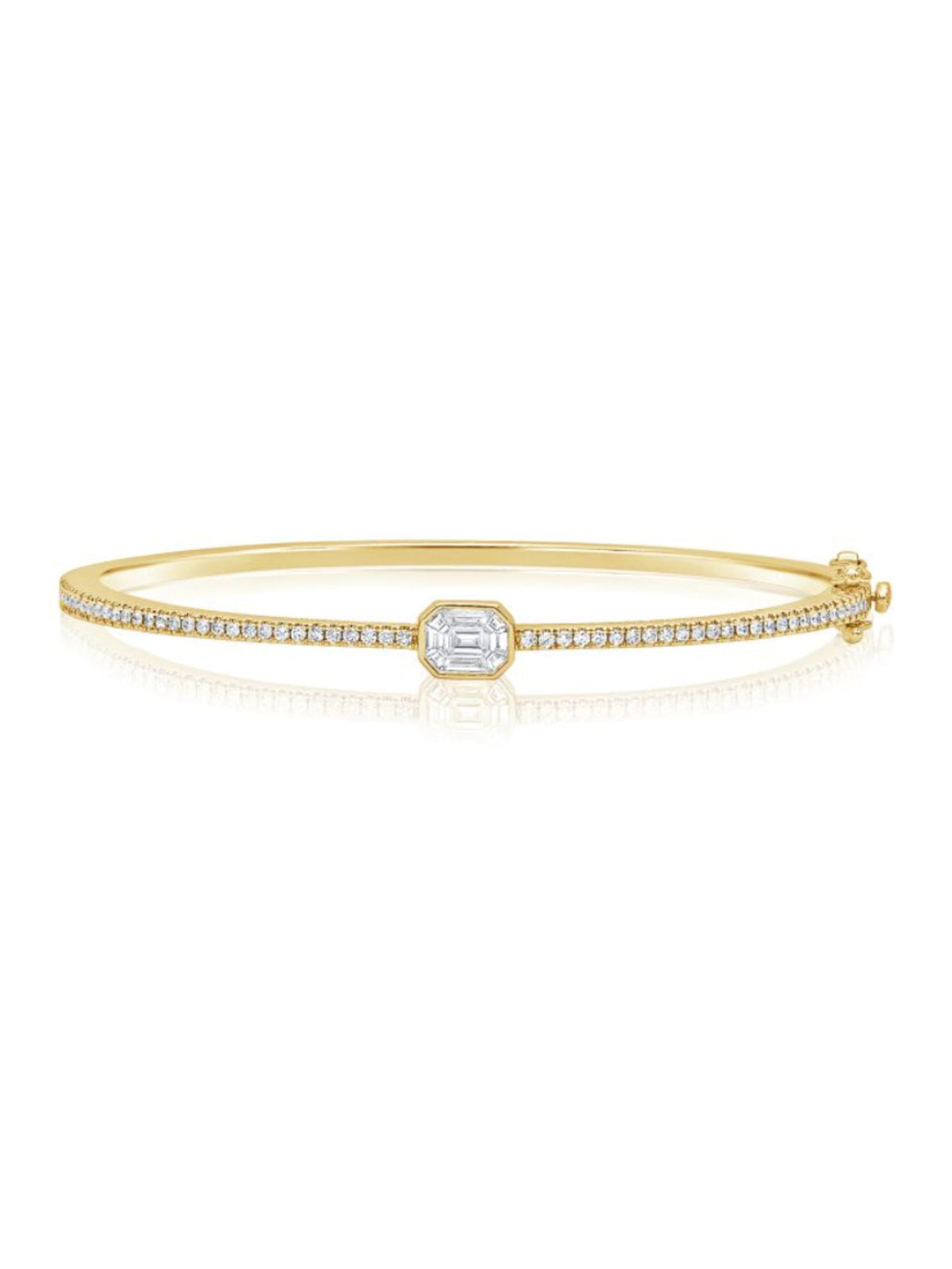 Pie-Cut Diamond Bezel Bangle Bracelet 14K