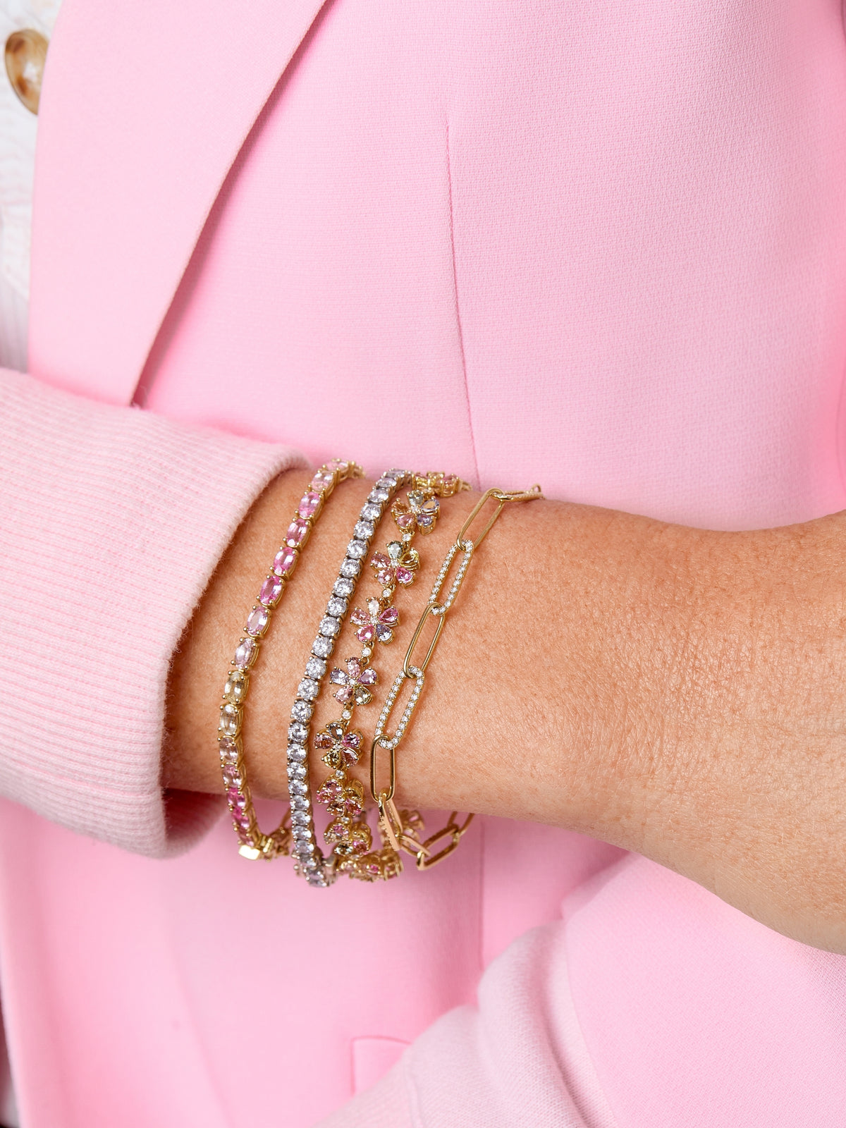 Meadow Flower Sapphire Tennis Bracelet 14K
