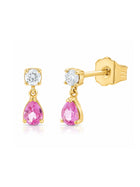 Pink Sapphire and Diamond Drop Stud Earring 14K