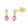Pink Sapphire and Diamond Drop Stud Earring 14K