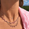 Pink Sapphire Wave Tennis Chain Necklace 14K