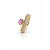 Pink Sapphire and Diamond Wave Ring 14K