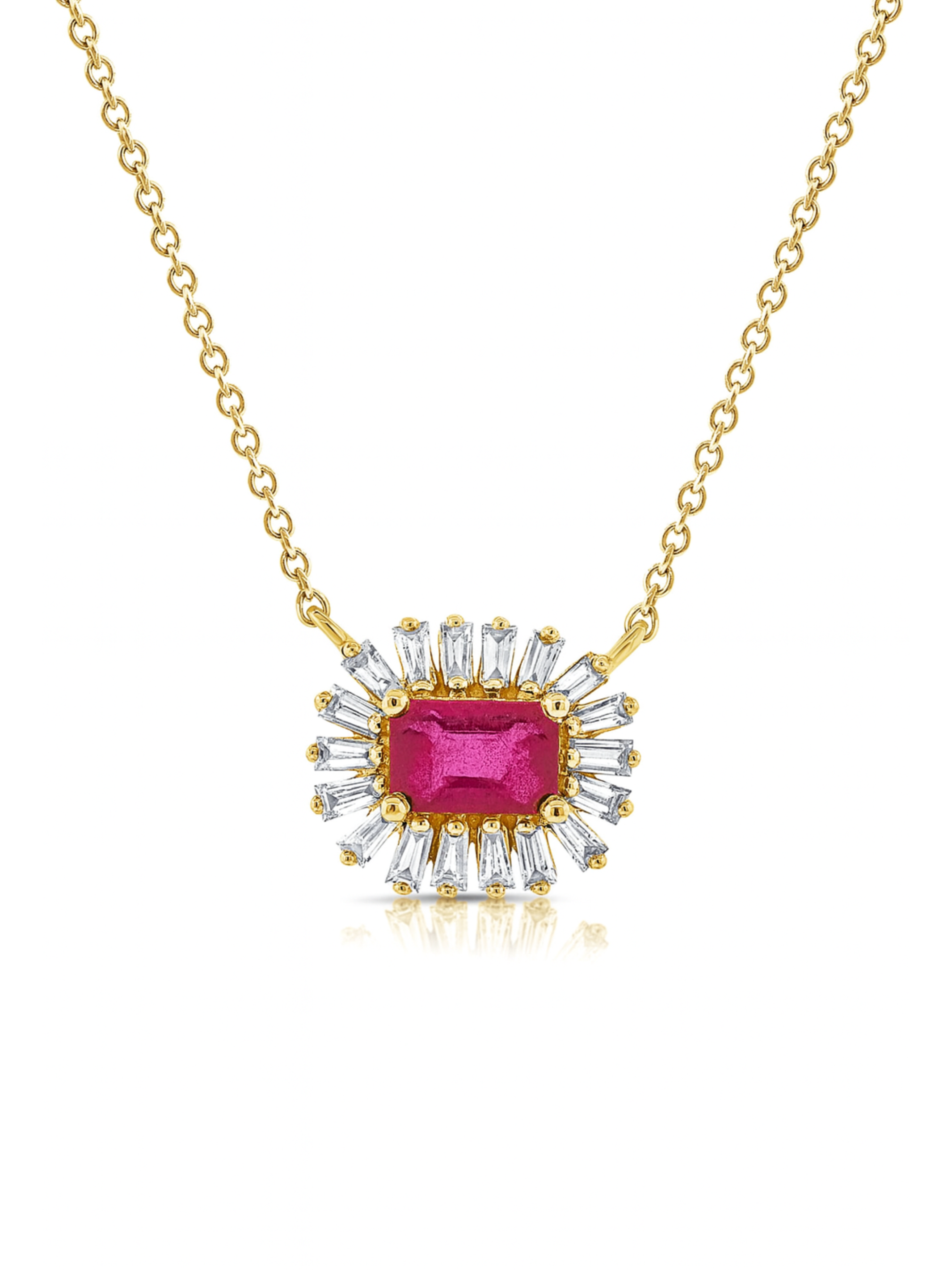 Evelyn Pendant Necklace - Pink Sapphire 14K