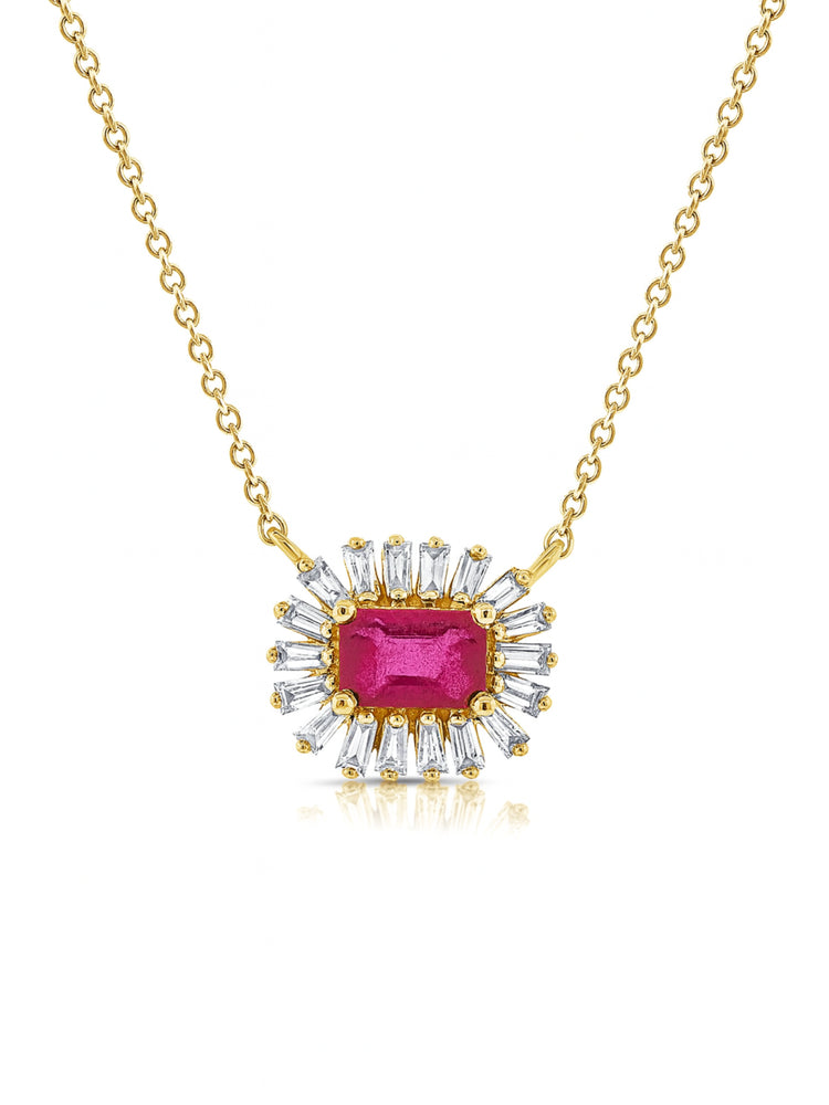 Evelyn Pendant Necklace - Pink Sapphire 14K