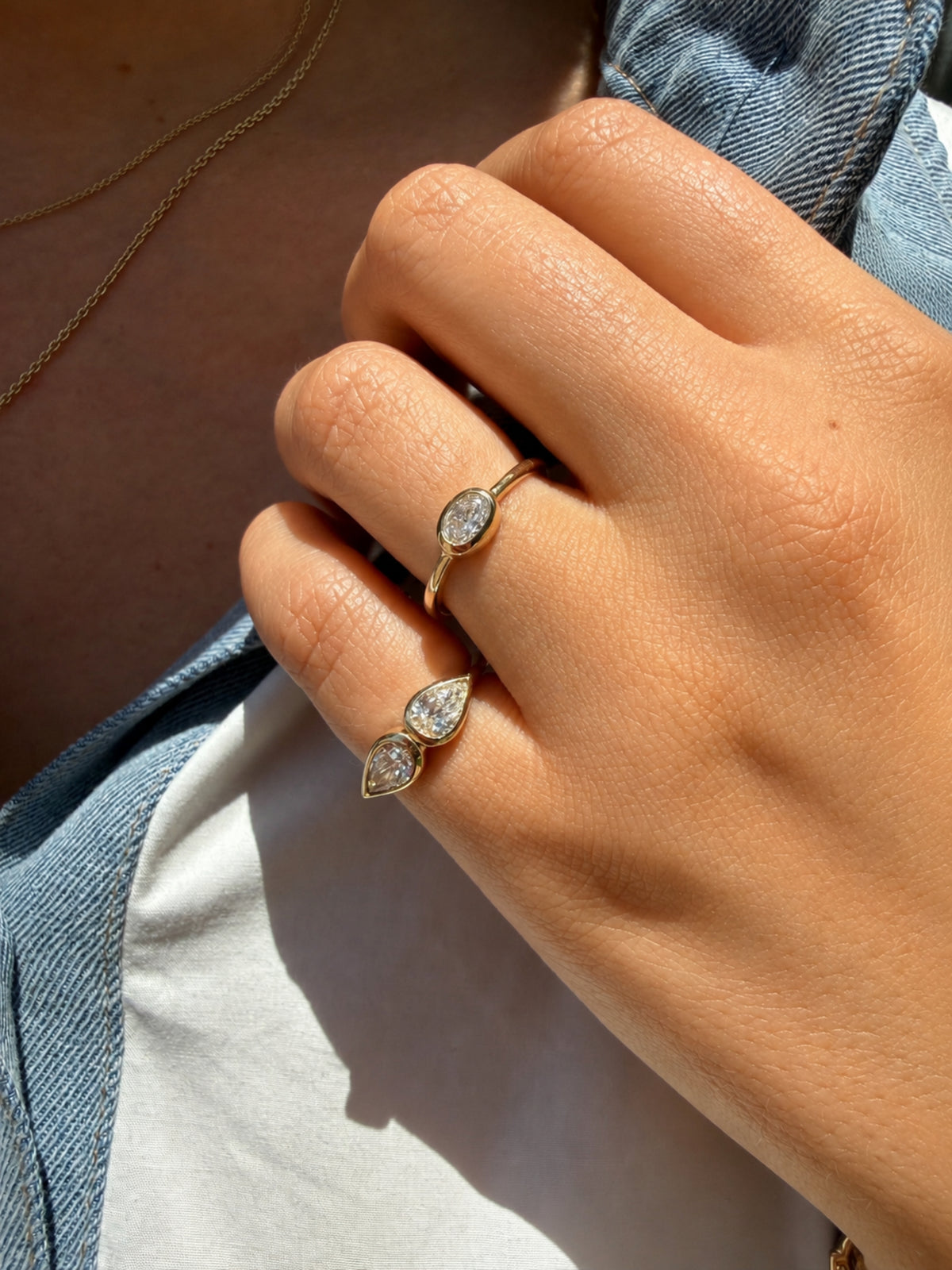Pippa Bezel Diamond Pinkie Ring 14K