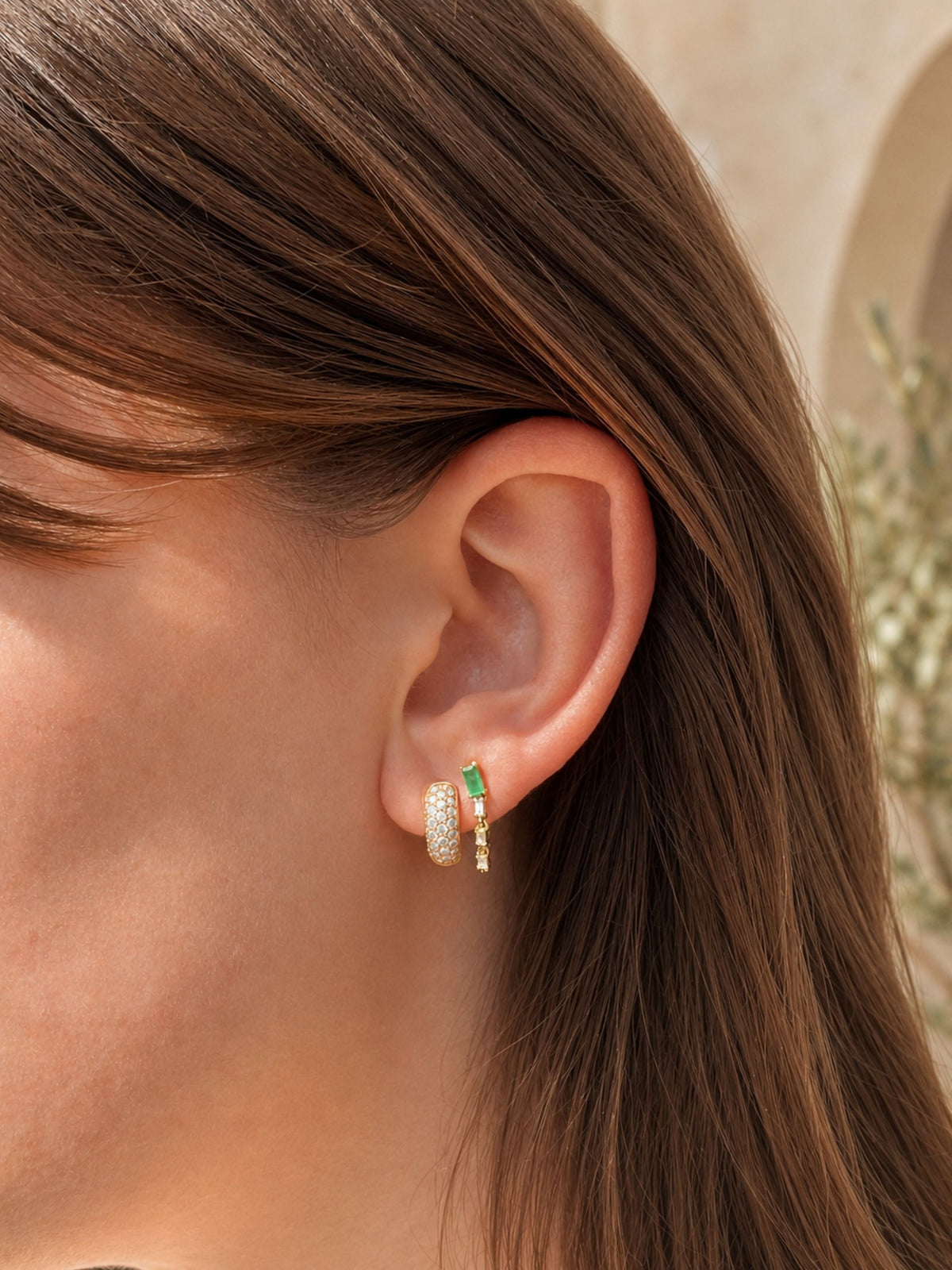 Posie Pavé Dome Diamond Huggie Earring 14K