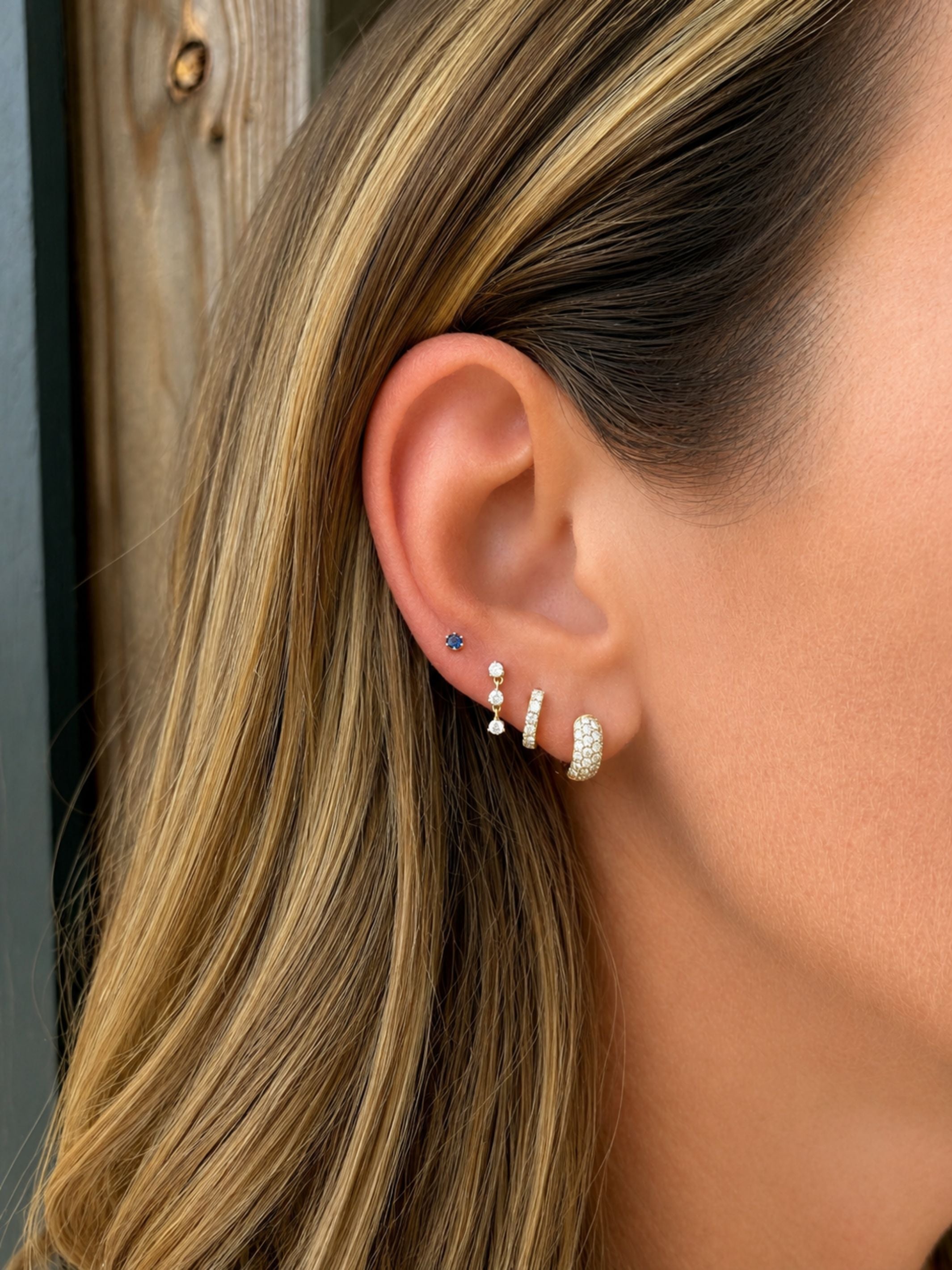 Posie Pavé Dome Diamond Huggie Earring 14K