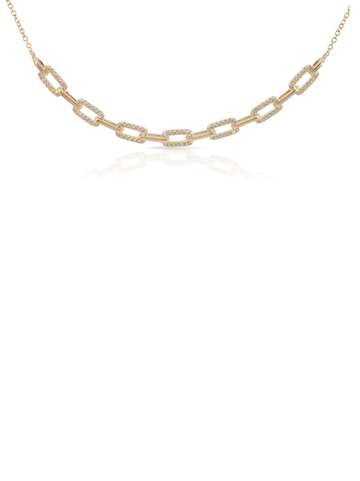 Presley Paperclip Diamond Chain Necklace 14K