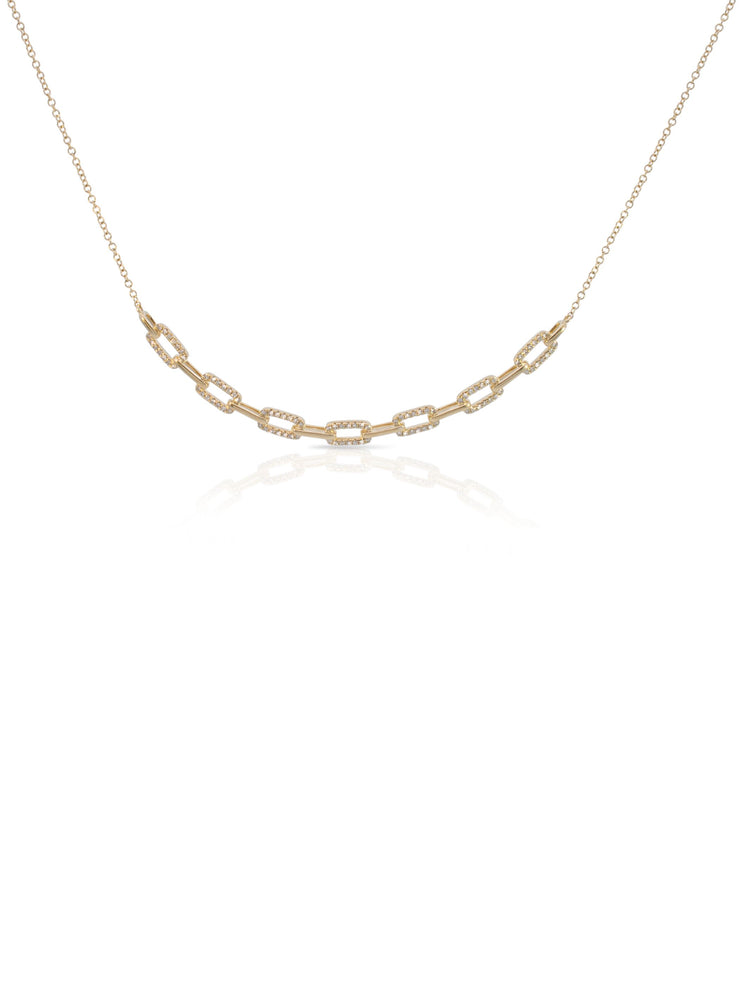 Presley Paperclip Diamond Chain Necklace 14K