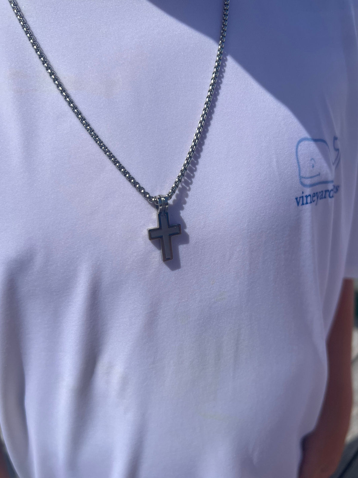 Men's Cross Box Chain Necklace