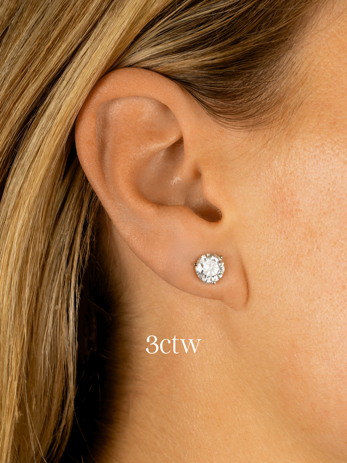 Round Diamond Stud Earrings 14K