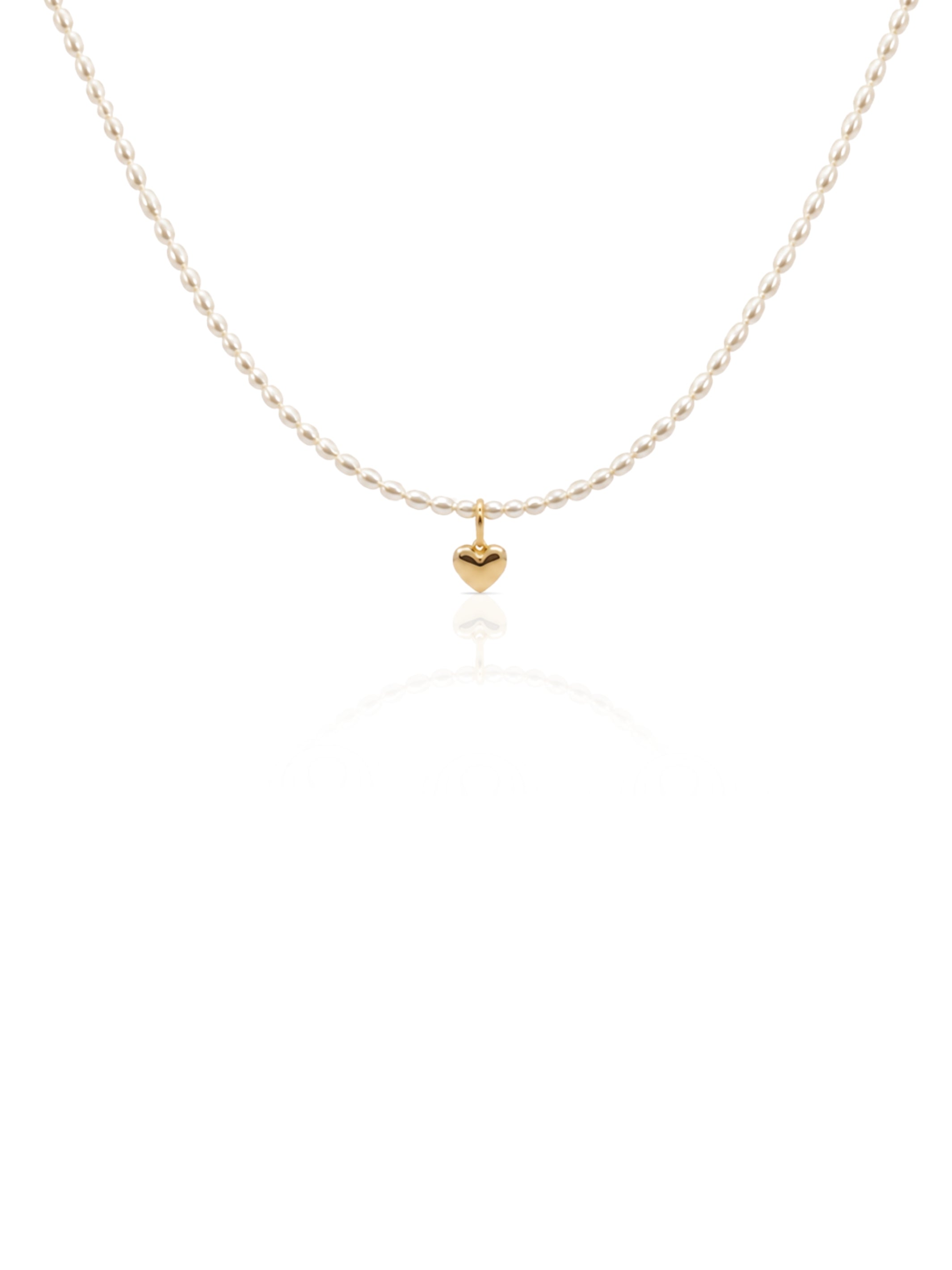 Puffy Heart Pearl Necklace