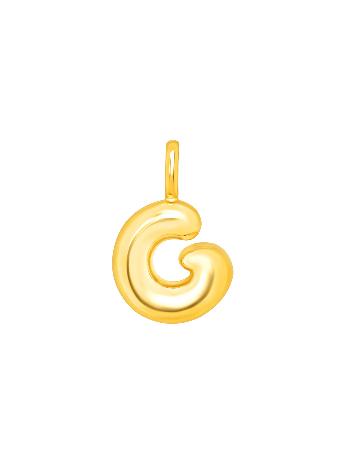 Puffy Initial Charm Necklace 14K
