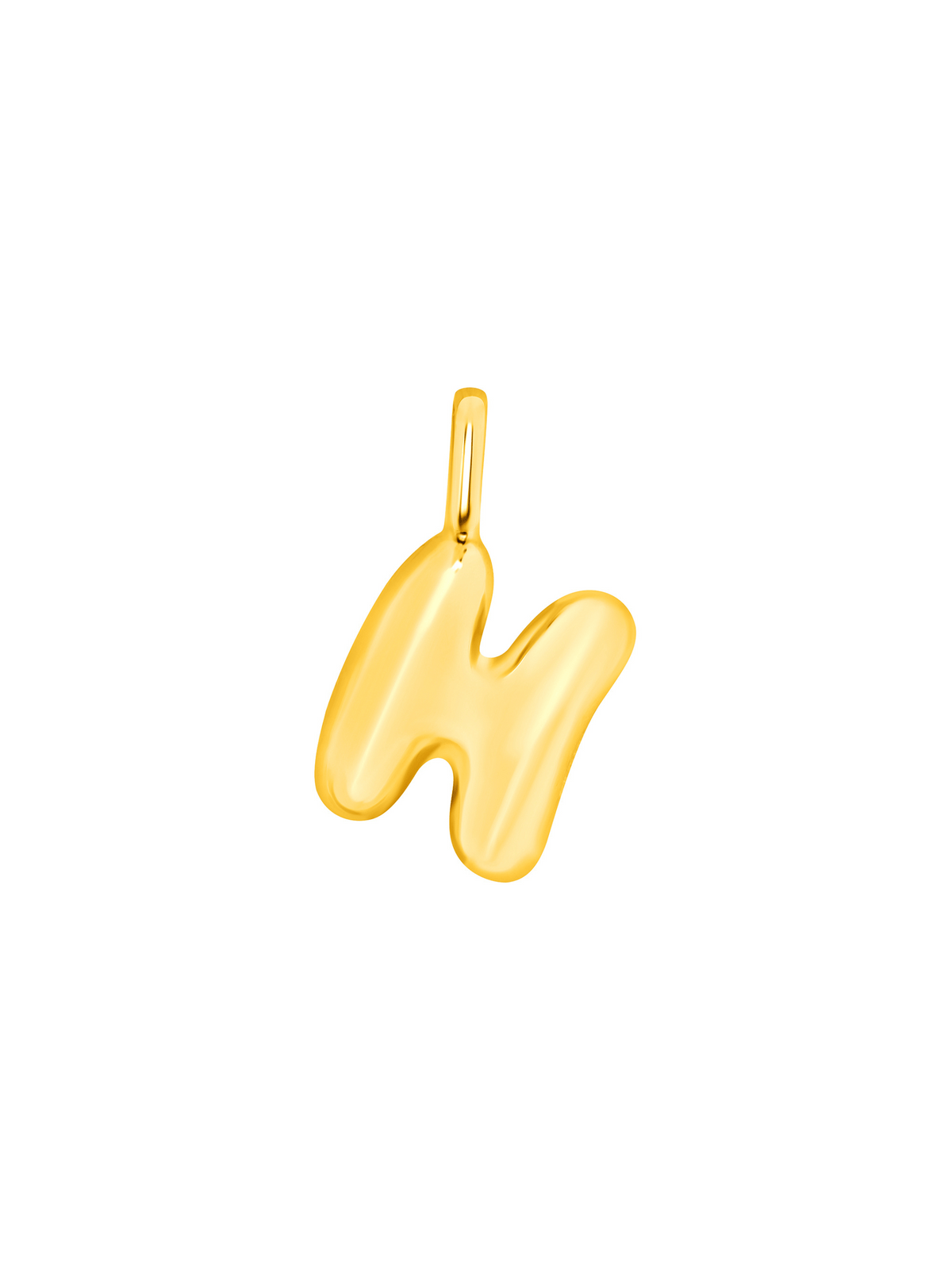 Puffy Initial Charm Necklace 14K