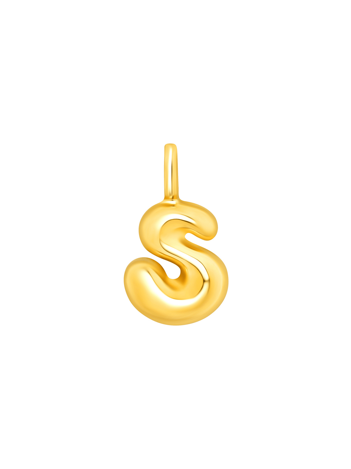 Puffy Initial Charm Necklace 14K