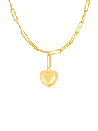 Goldie Puffy Heart Paperclip Chain Necklace