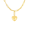 Goldie Puffy Heart Paperclip Chain Necklace