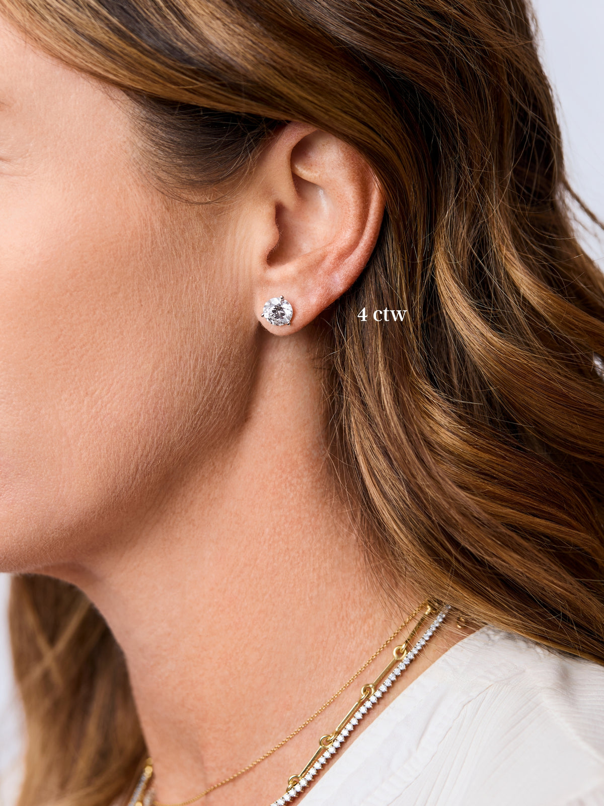 Round Lab Diamond Studs 14K