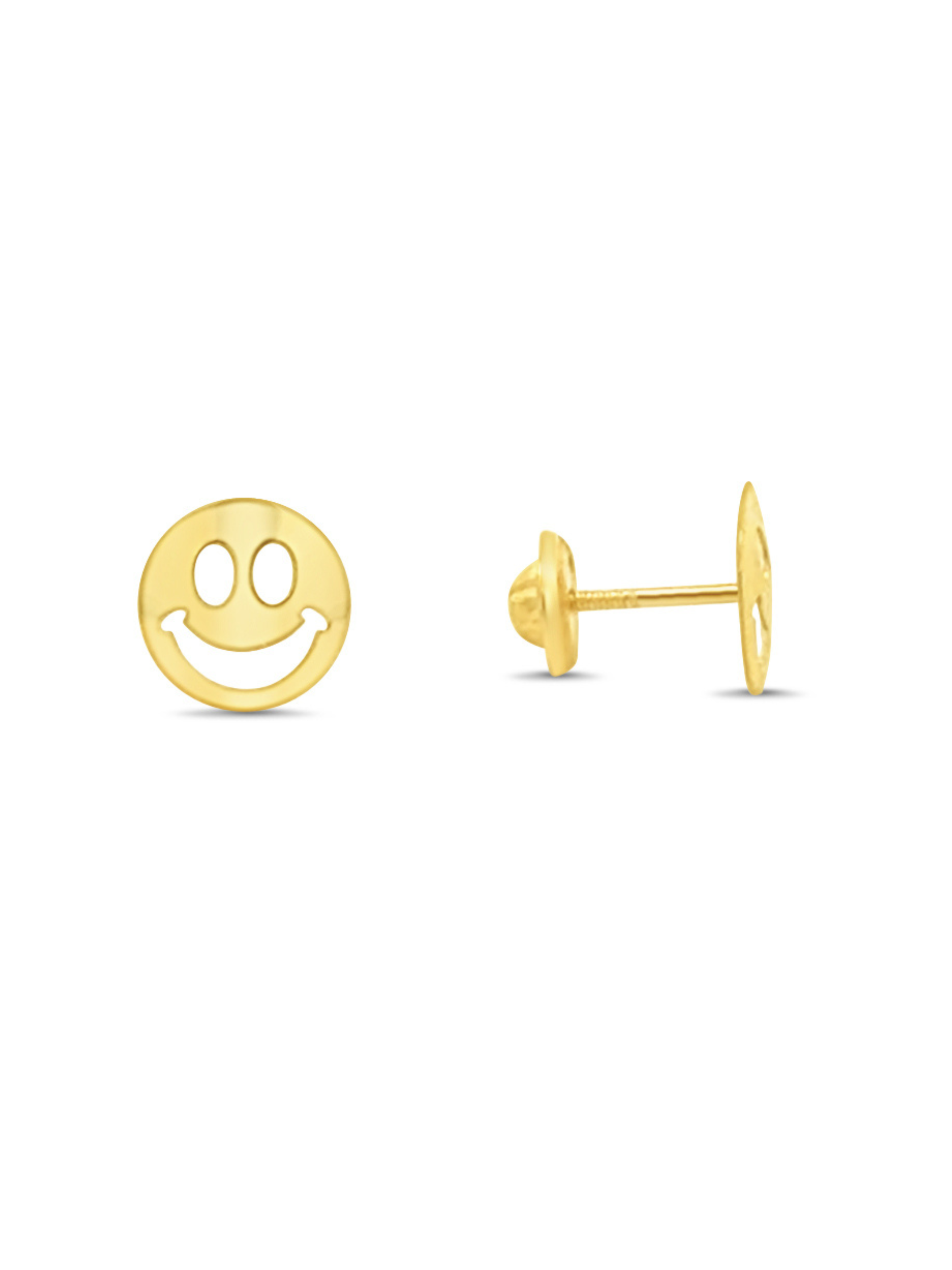 Kid Happy Face Stud Earrings 14K