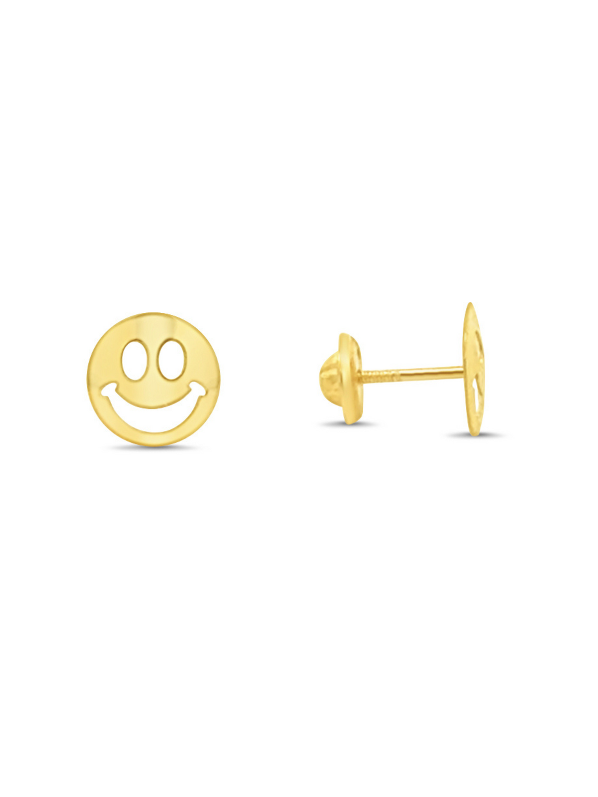 Kid Happy Face Stud Earrings 14K