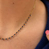Sapphire and Diamond Paperclip Station Necklace 14K
