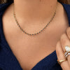 Sapphire and Diamond Paperclip Station Necklace 14K