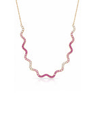 Pink Sapphire Wave Tennis Chain Necklace 14K