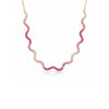 Pink Sapphire Wave Tennis Chain Necklace 14K