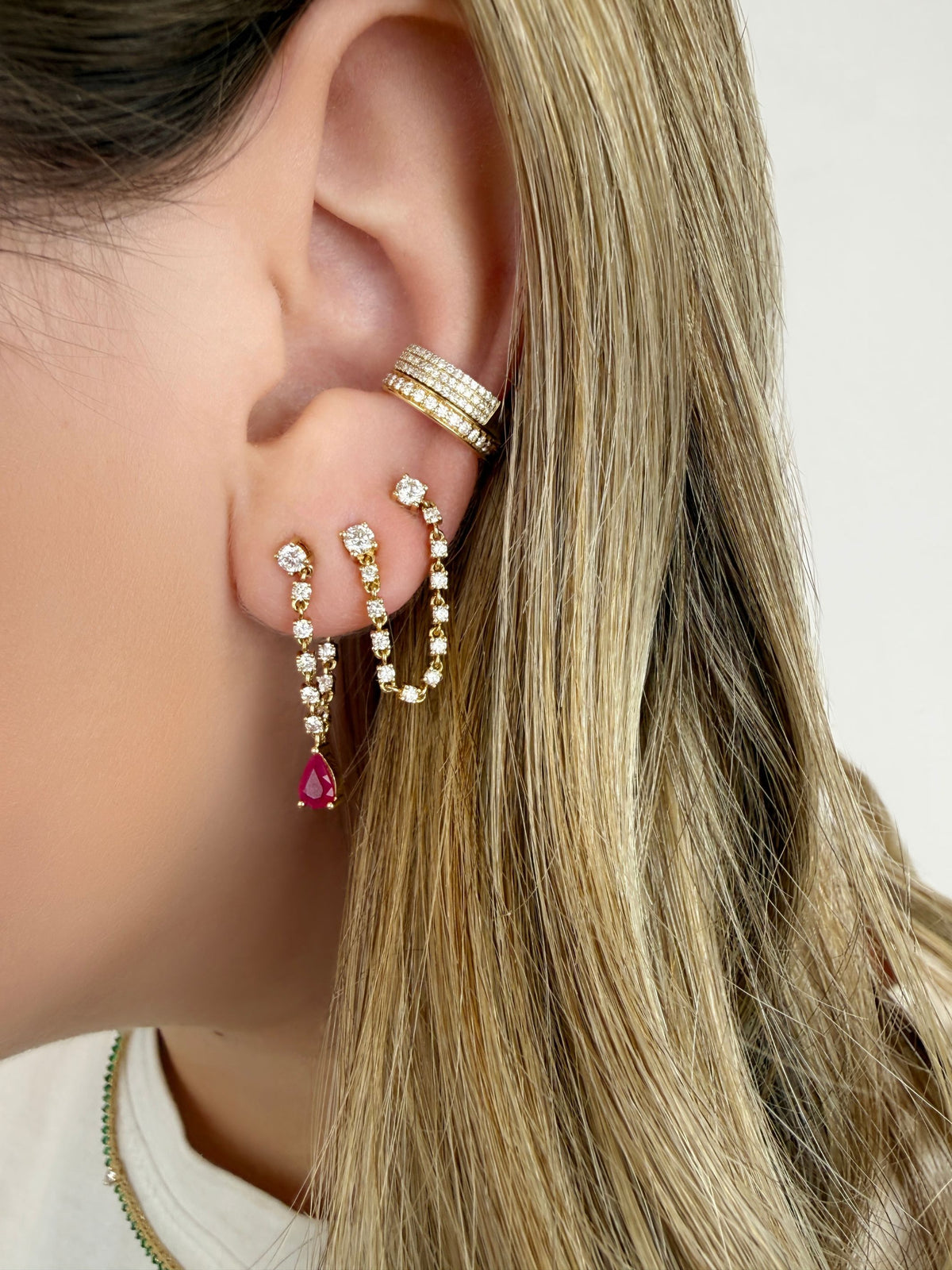 Scarlett Ruby and Diamond Dangle Earrings 14K