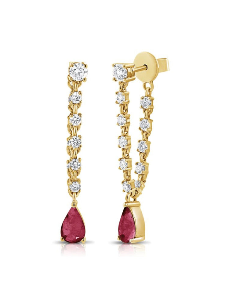 Scarlett Ruby and Diamond Dangle Earrings 14K