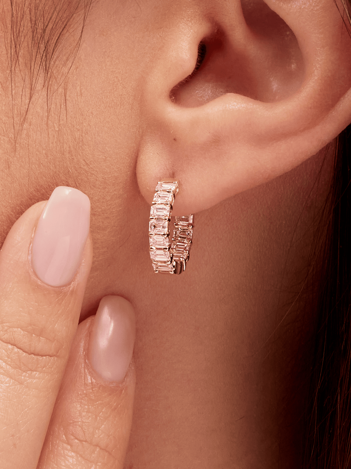Emerald cut hoop earrings discount