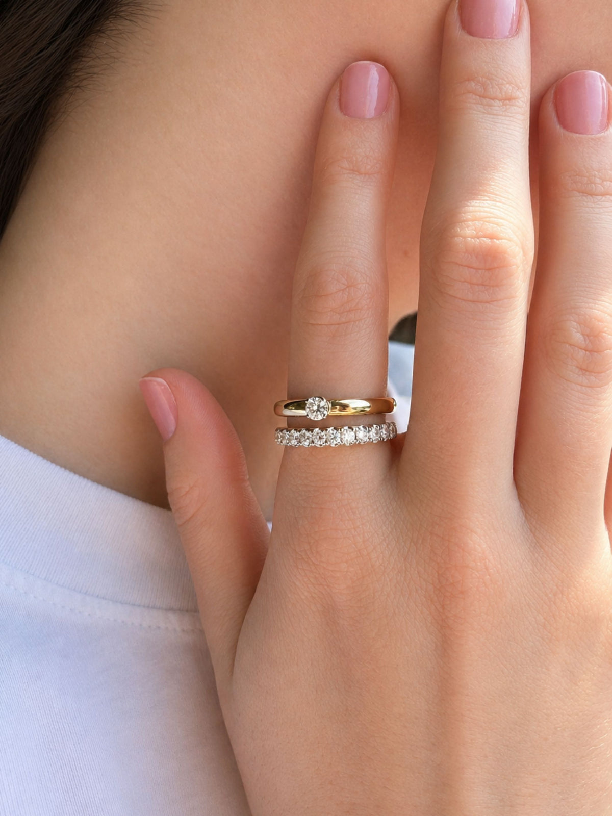 Serena Stacked Diamond Ring 14K