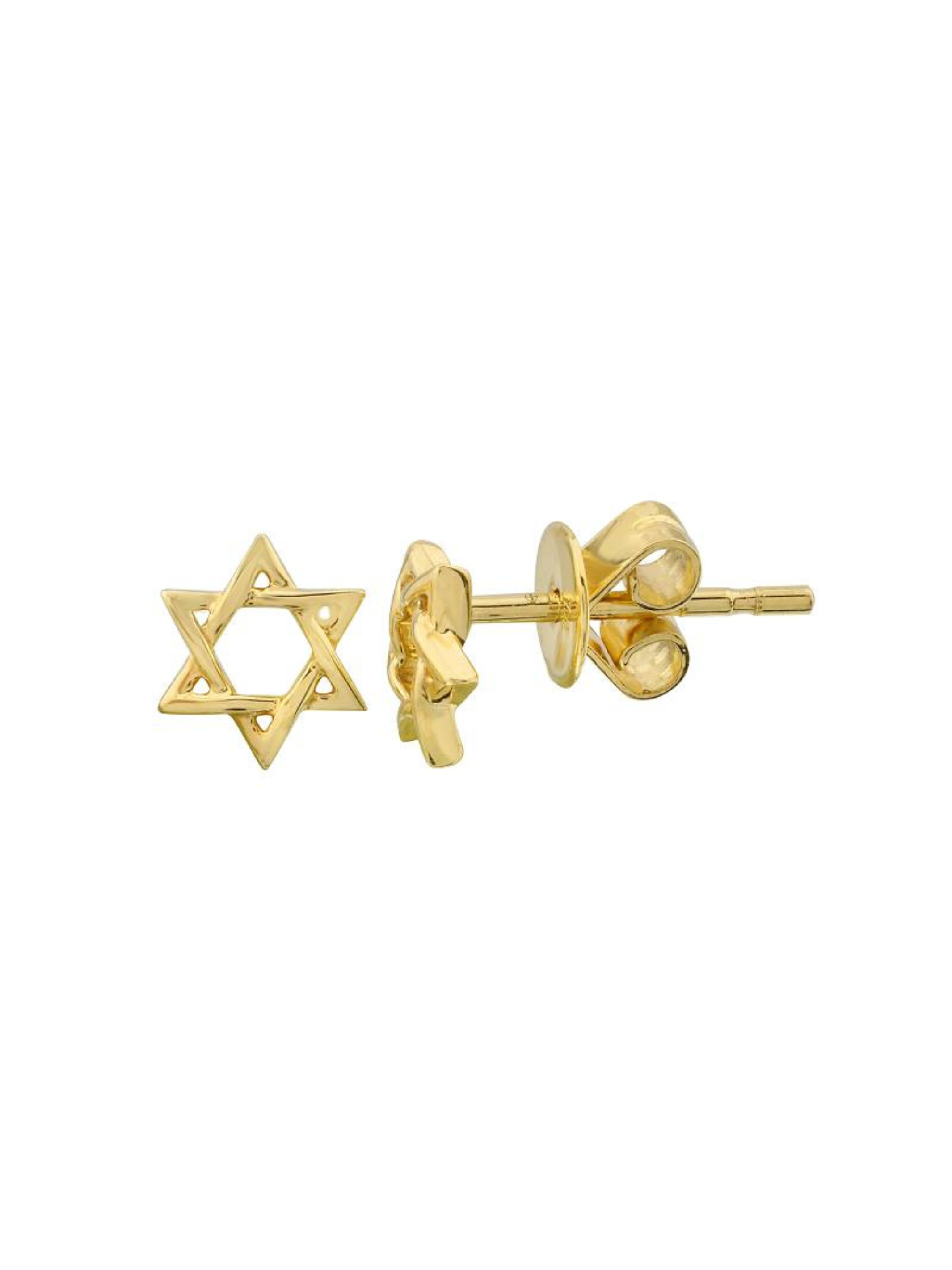 Yellow gold star of david stud earrings.