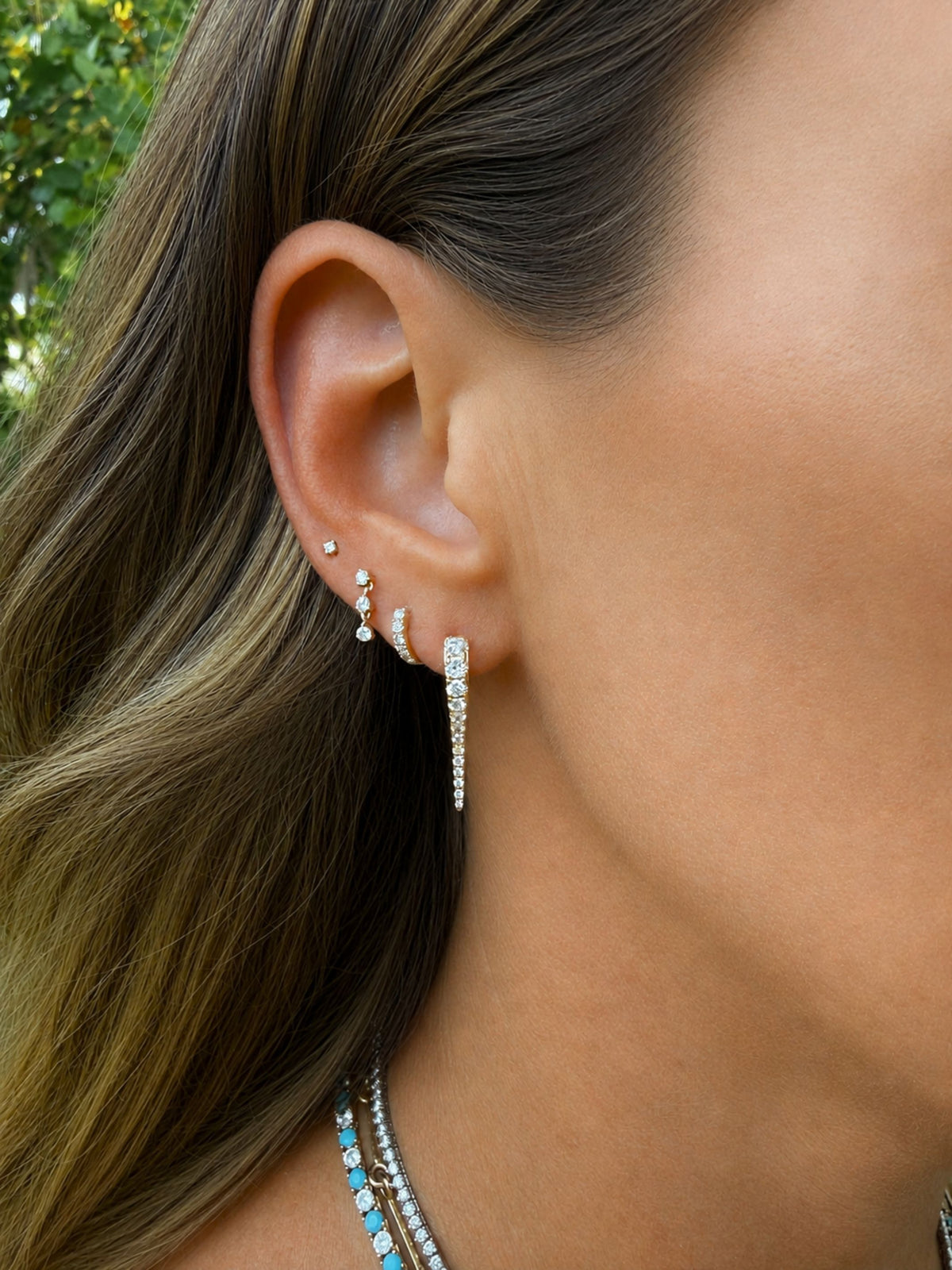 Mini Chunky Diamond Huggie 14K