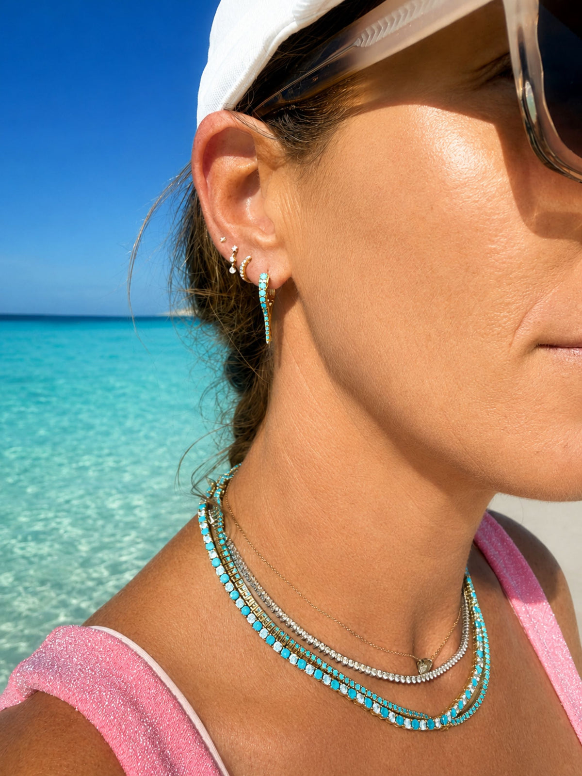 Summer Turquoise Spike Huggie Earrings