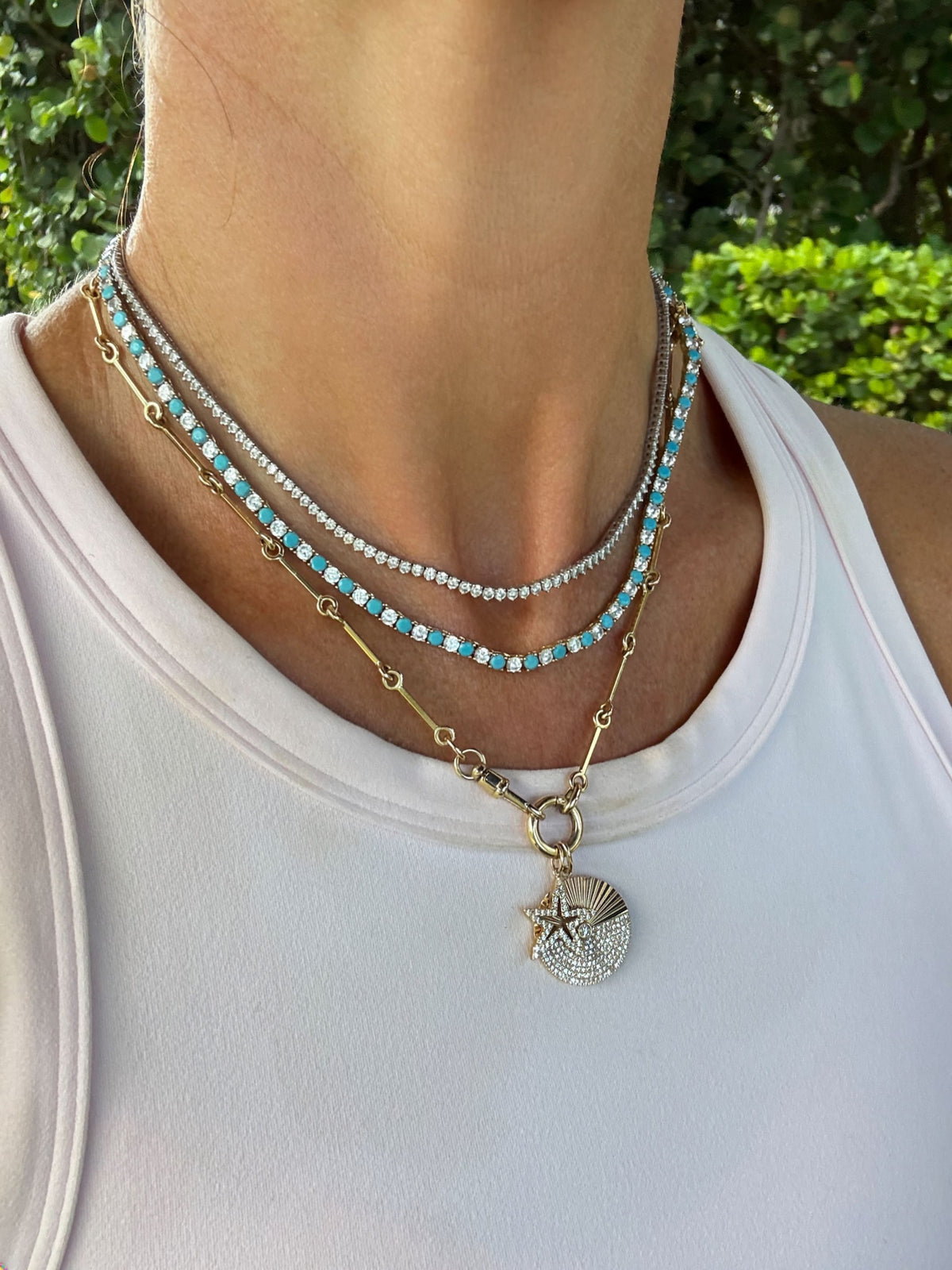 Sunrise Diamond Pendant Necklace 14K