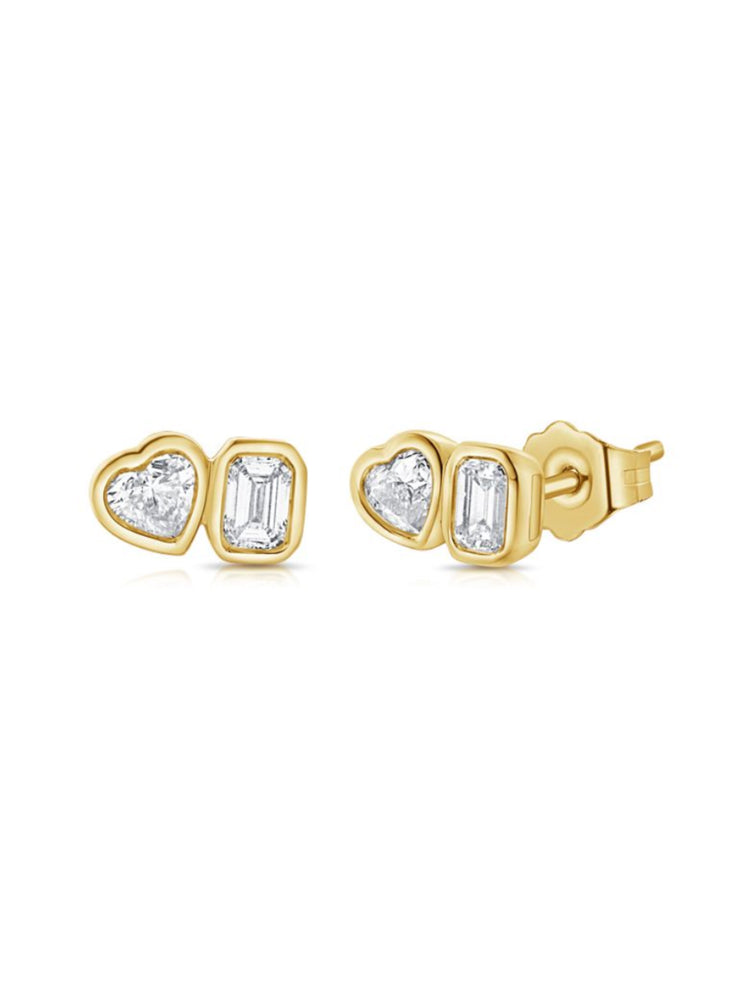 Sweetheart Bezel Diamond Stud 14K