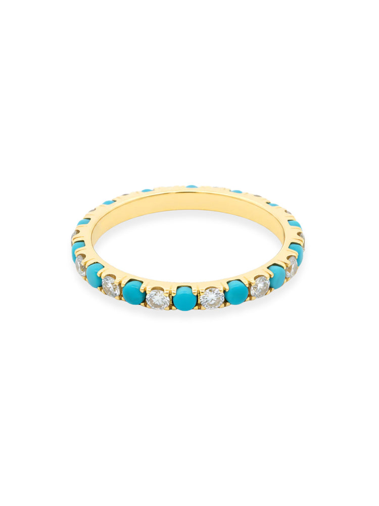 Tara Alternating Turquoise and Diamond Ring 14K