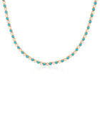 Tara Alternating Turquoise and Diamond Tennis Necklace 14K