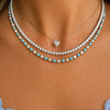 Tara Alternating Turquoise and Diamond Tennis Necklace 14K