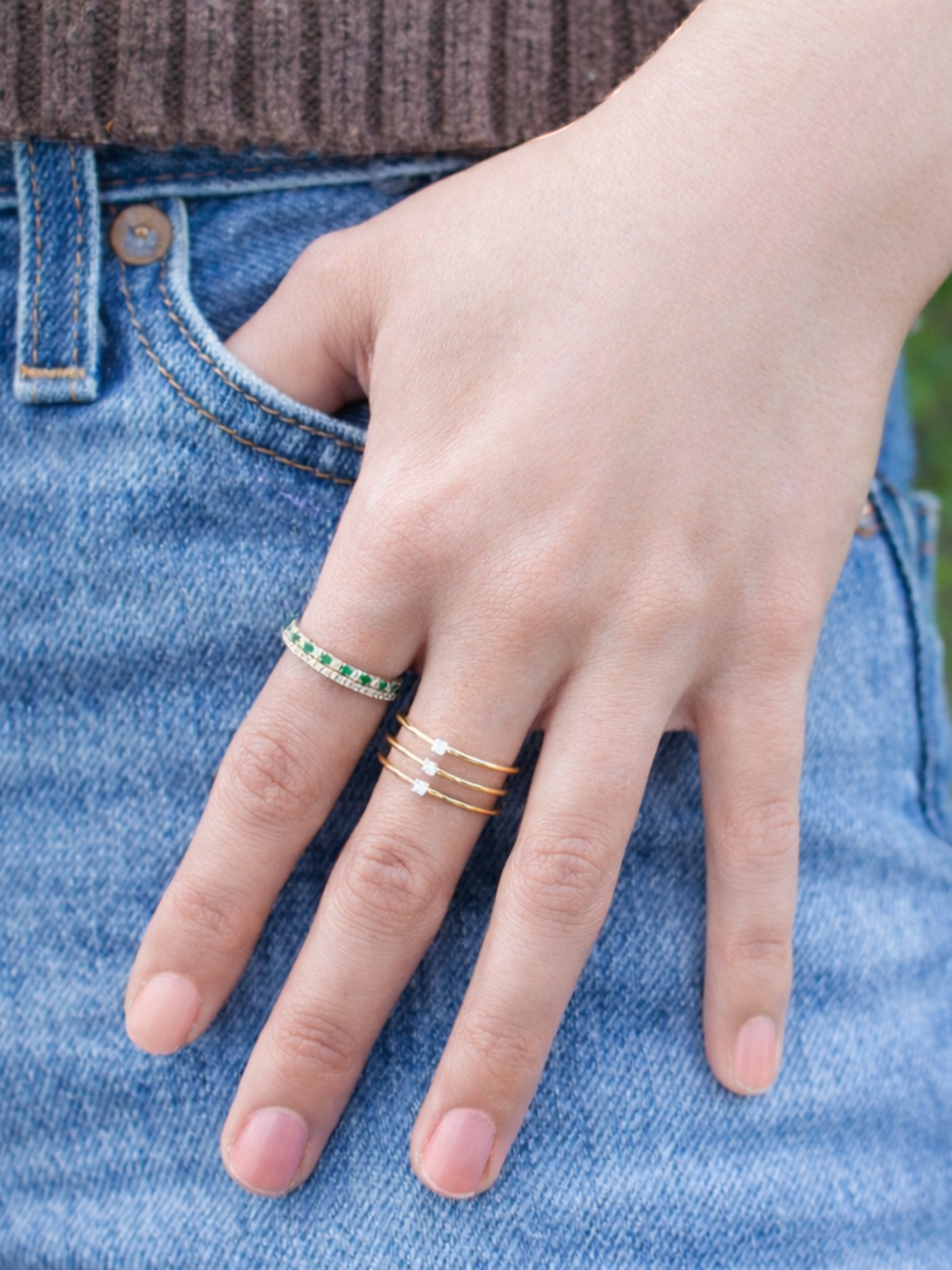 Tatum Triple Stack Diamond Ring 14K