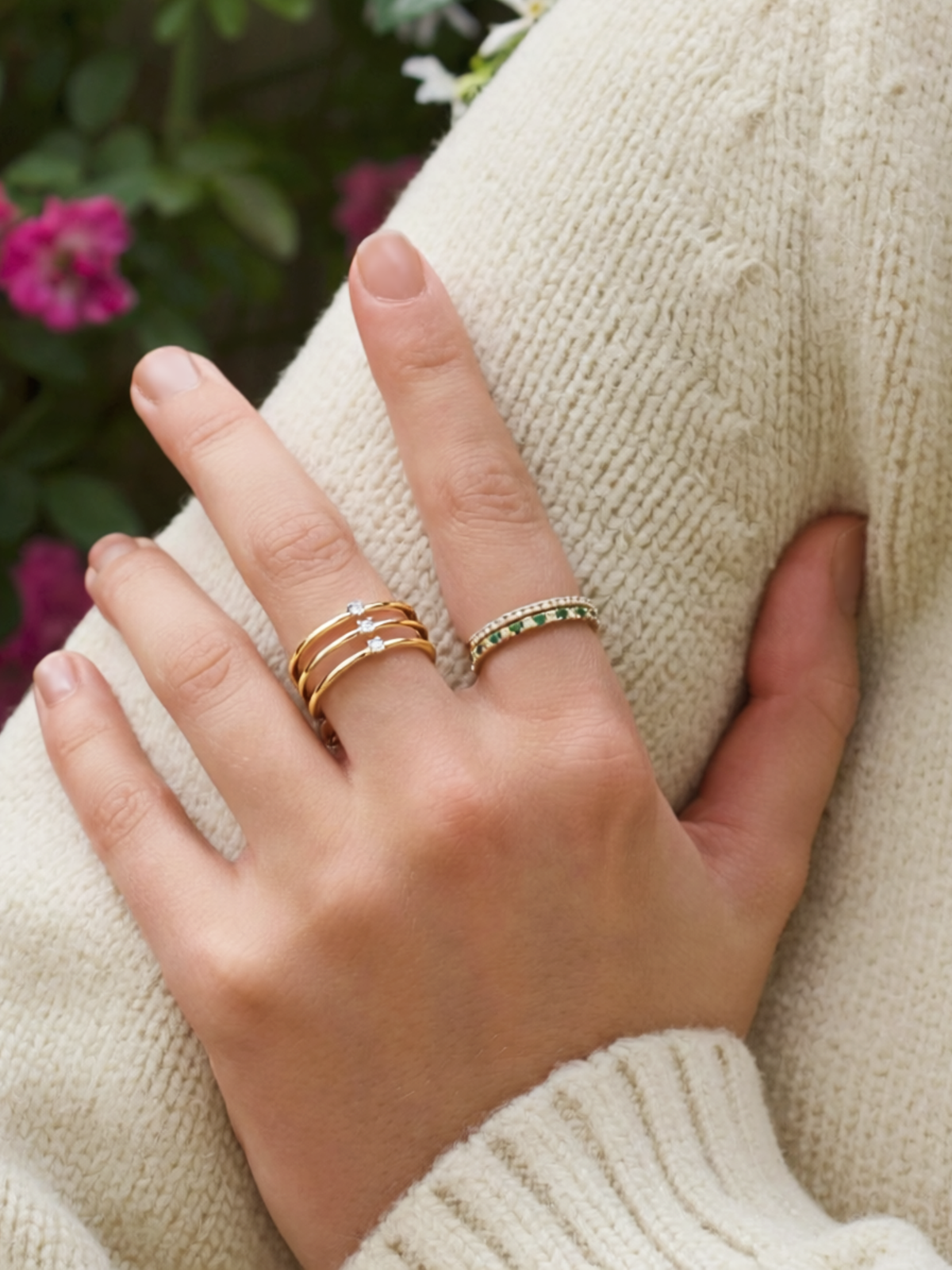 Tatum Triple Stack Diamond Ring 14K