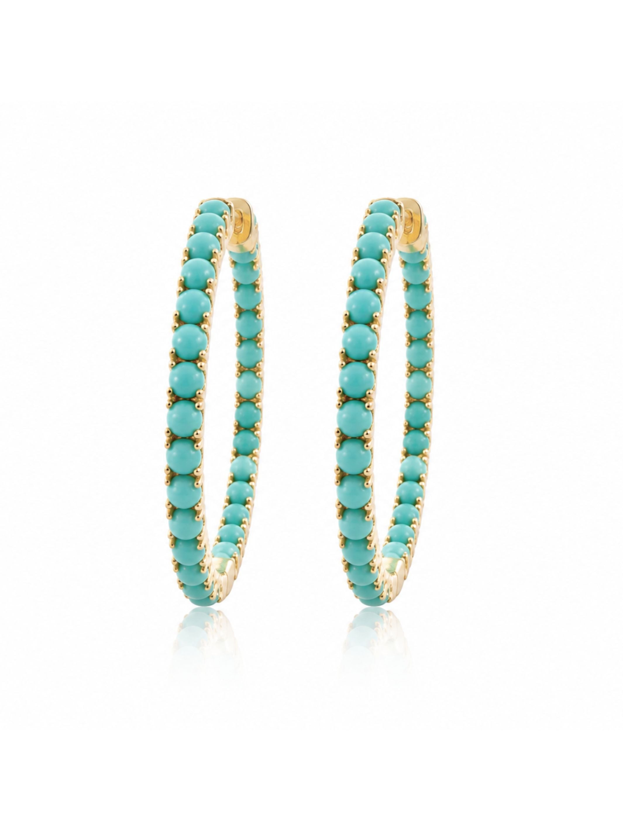 Taylor Turquoise Hoop Earrings 14K