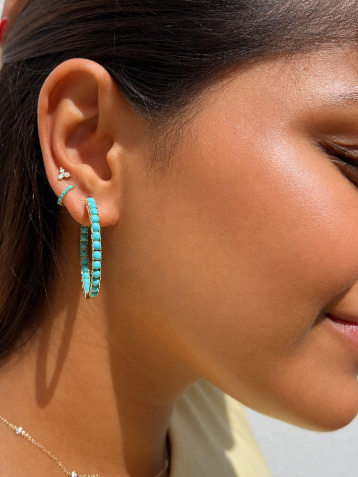 Taylor Turquoise Hoop Earrings 14K