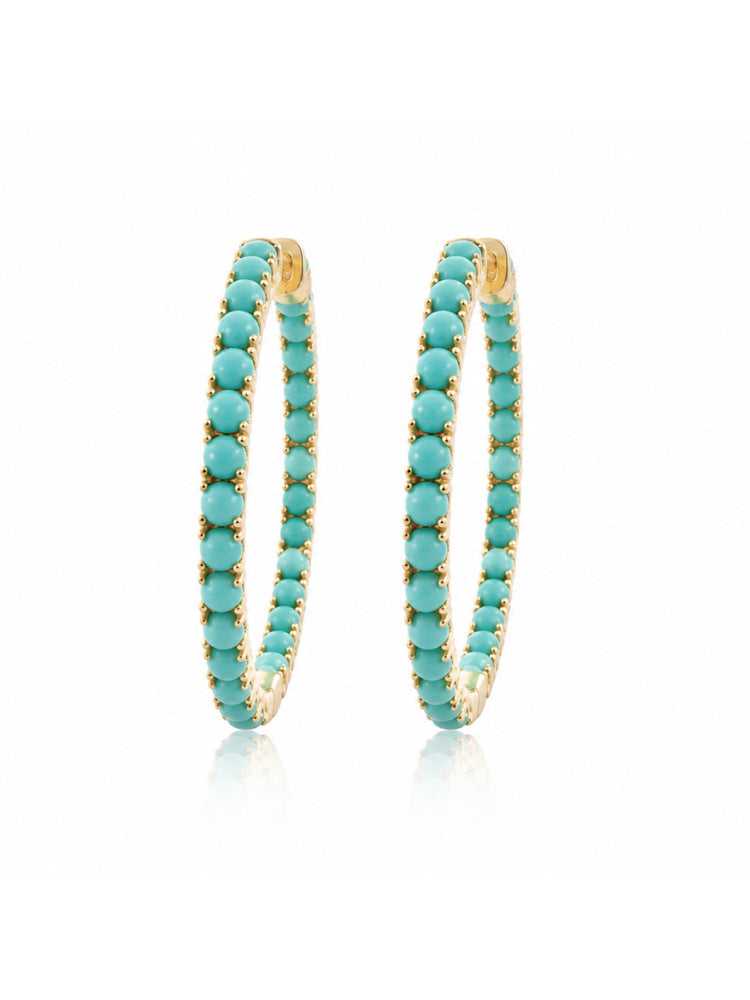 Taylor Turquoise Hoop Earrings 14K